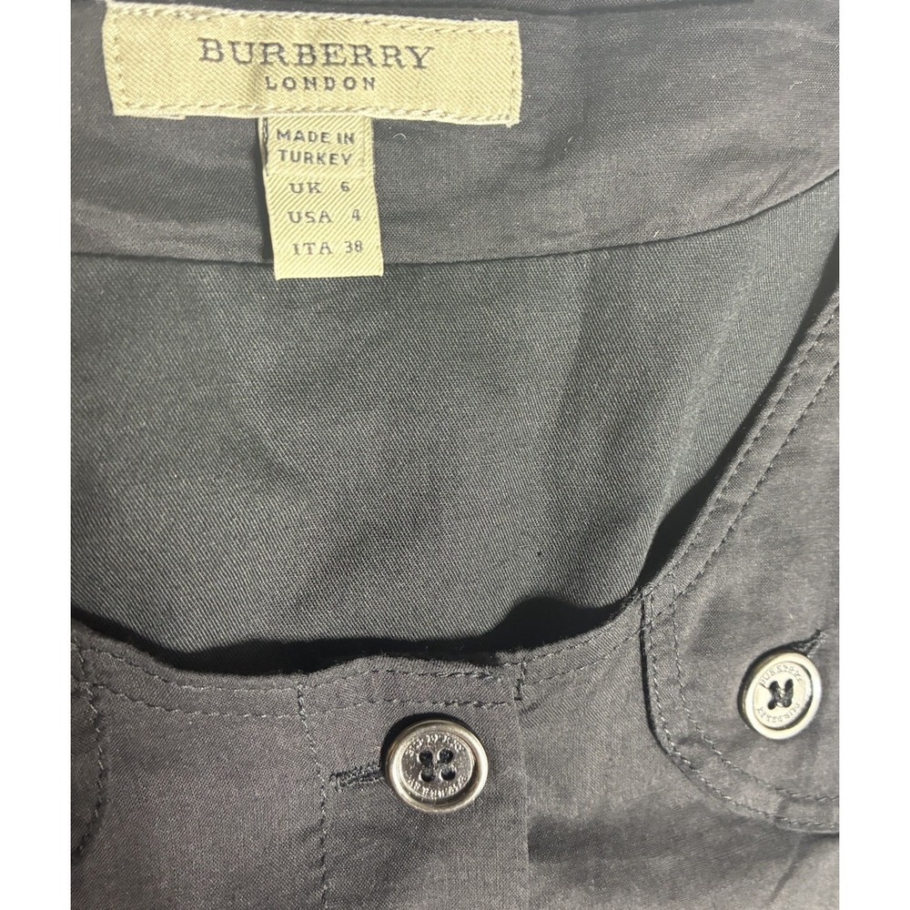 Burberry London Dress Women's 4 Black Cotton Belted Trench Career Academia - Picture 8 of 12